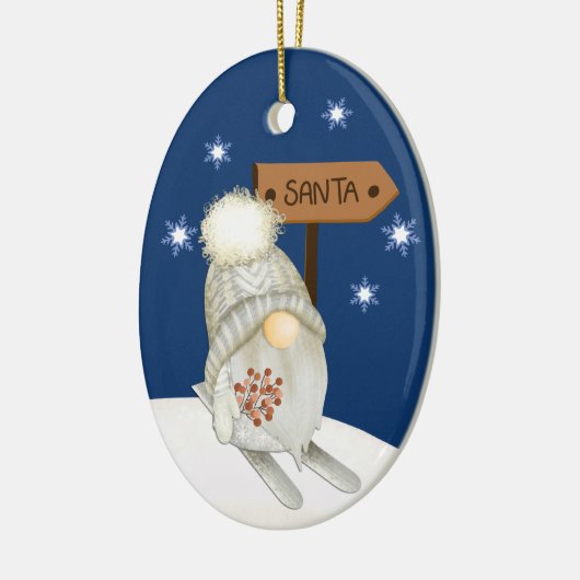 Ski Gnome auf der Suche nach Santa Kids Keramik Ornament (Links)