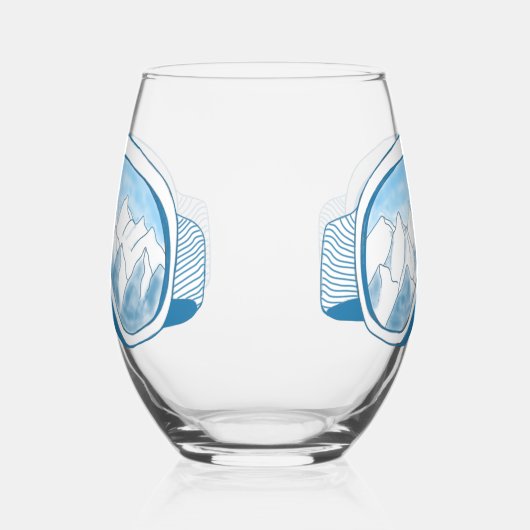 Ski Goggles Berg Reflektion Himmel Blassblau Weinglas Ohne Stiel (Links)