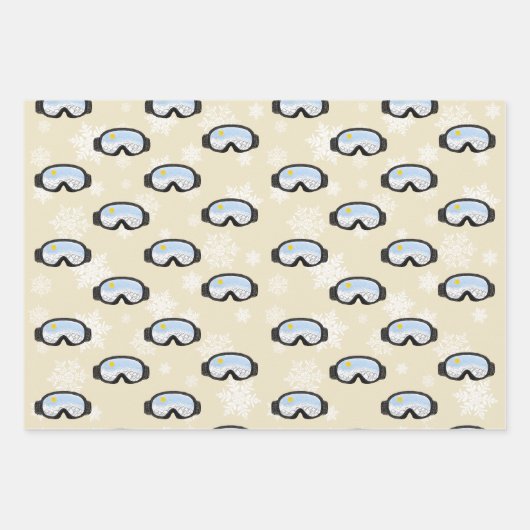 Ski Goggles Bergblick Schneeflocken abseits von We Geschenkpapier Set (Vorderseite 2)