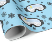 Ski Goggles Bergblick Schneeflocken Blau Geschenkpapier (Rolleneckpunkt)
