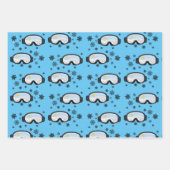 Ski Goggles Bergblick Schneeflocken Blau Geschenkpapier Set (Vorderseite 3)