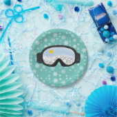 Ski Goggles Bergblick Schneeflocken Blau Pappteller (Party)