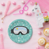 Ski Goggles Bergblick Schneeflocken Blau Pappteller (Party)