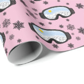 Ski Goggles Bergblick Schneeflocken Rosa Geschenkpapier (Rolleneckpunkt)