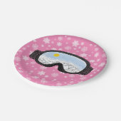 Ski Goggles Bergblick Schneeflocken Rosa Pappteller (Schrägansicht)