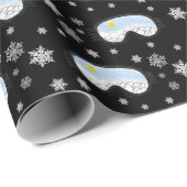 Ski Goggles Bergblick Schneeflocken Schwarz Geschenkpapier (Rolleneckpunkt)