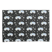 Ski Goggles Bergblick Schneeflocken Schwarz Kissenbezug (Vorderseite-Rechts)