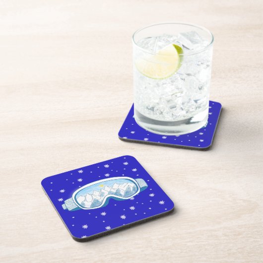 Ski Goggles Snowflake Tanz Getränkeuntersetzer (Rechte Seite)