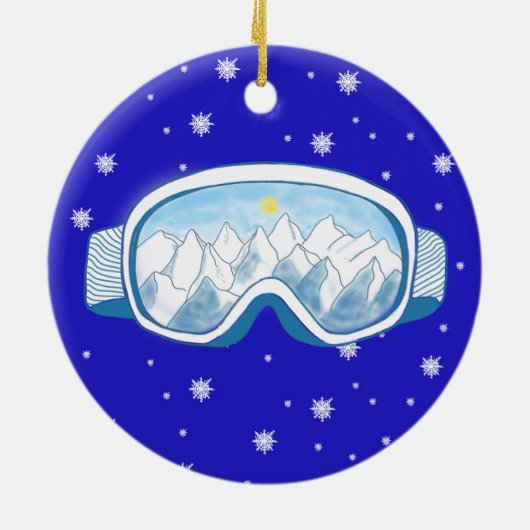 Ski Goggles Snowflake Tanz Keramik Ornament (Hinten)