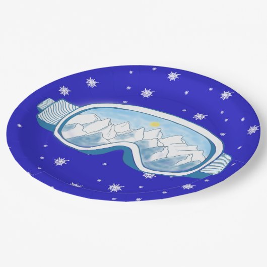 Ski Goggles Snowflake Tanz Pappteller (Schrägansicht)