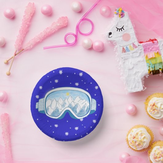 Ski Goggles Snowflake Tanz Pappteller (Party)