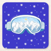 Ski Goggles Snowflake Tanz Rechteckiger Pappuntersetzer (Vorderseite)