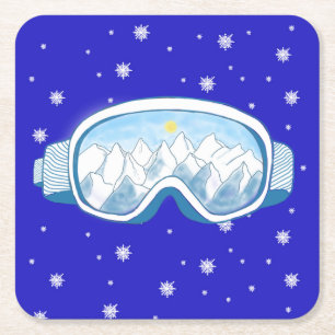 Ski Goggles Snowflake Tanz Rechteckiger Pappuntersetzer