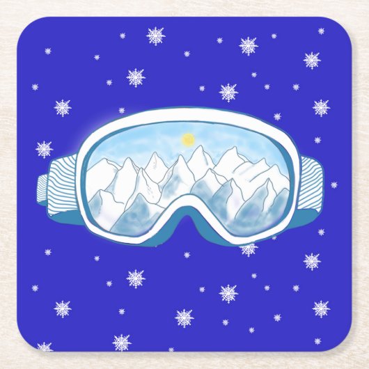 Ski Goggles Snowflake Tanz Rechteckiger Pappuntersetzer (Vorderseite)