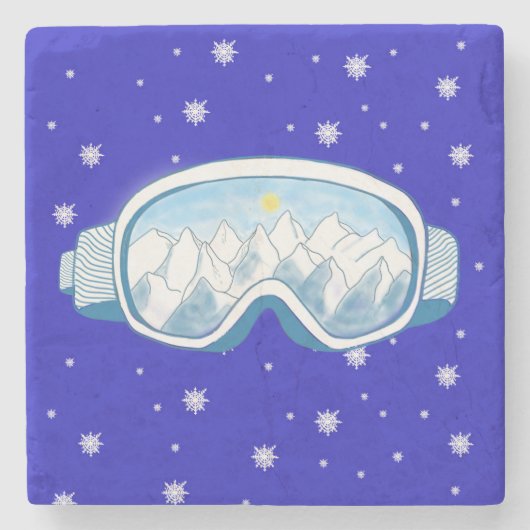 Ski Goggles Snowflake Tanz Steinuntersetzer (Vorderseite)