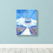 Ski Gondola Snow Mountain Watercolor Leinwanddruck (Insitu (Holzboden))