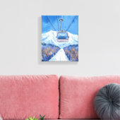 Ski Gondola Snow Mountain Watercolor Leinwanddruck (Insitu (Wohnzimmer))