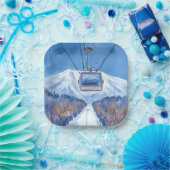 Ski Gondola Snow Mountain Watercolor Pappteller (Party)