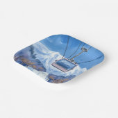 Ski Gondola Snow Mountain Watercolor Pappteller (Gewinkelt)