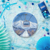 Ski Gondola Snow Mountain Watercolor Pappteller (Party)