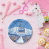 Ski Gondola Snow Mountain Watercolor Pappteller (Party)