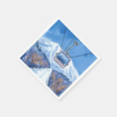 Ski Gondola Snow Mountain Watercolor Serviette (Ecke)