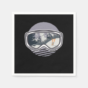 Ski Googles Lift Skier Skiing Winter Sports Gift Serviette