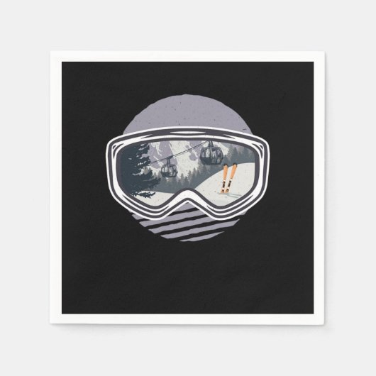 Ski Googles Lift Skier Skiing Winter Sports Gift Serviette (Vorderseite)