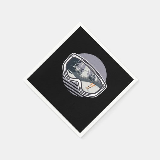 Ski Googles Lift Skier Skiing Winter Sports Gift Serviette (Ecke)