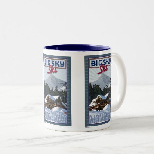 Ski große Himmel-Tasse Zweifarbige Tasse (VorderseiteRechts)