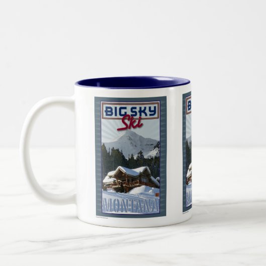 Ski große Himmel-Tasse Zweifarbige Tasse (Links)