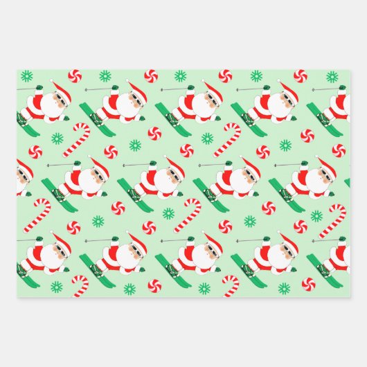 Ski Holiday Santa Ski Geschenk Geschenkpapier Set (Vorderseite)