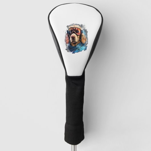 Ski Hund in Skibrillen 6 Golf Headcover (Vorderseite)