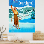Ski in Courchevel, Frau auf Ski, Frankreich Poster (Küche)