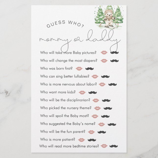 Ski in die Elternschaft Dusche "raten Sie, wer" Sp (Vorderseite)