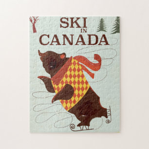 Ski in Kanada Vintage Reiseplakat Puzzle