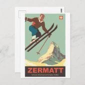 Ski in Zermatt Postkarte (Vorne/Hinten)