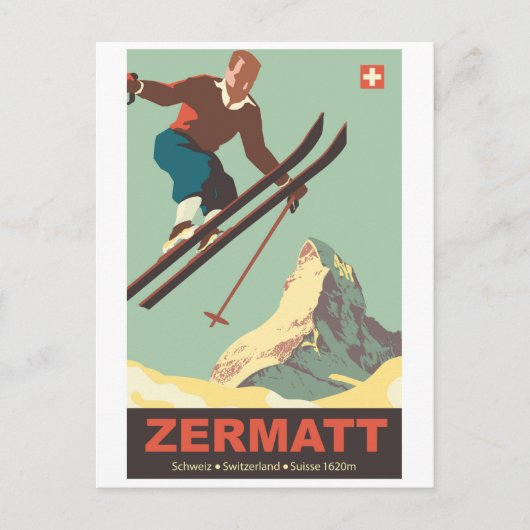 Ski in Zermatt Postkarte (Vorderseite)