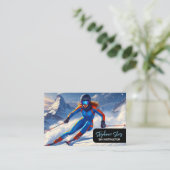 Ski Instructor Woman Alpine Visitenkarte (Stehend Vorderseite)