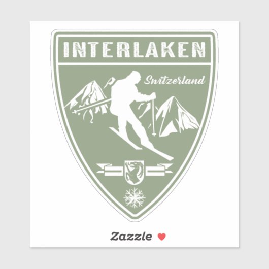 Ski Interlaken Schweiz Aufkleber (Blatt)