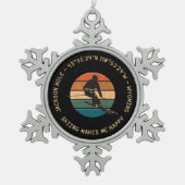 Ski Jackson Hole, Wyoming - Man Skier on Black Schneeflocken Zinn-Ornament (Vorderseite)