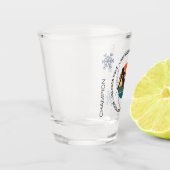 Ski Jackson Hole, Wyoming - Skierin auf Weiß Schnapsglas (Links)