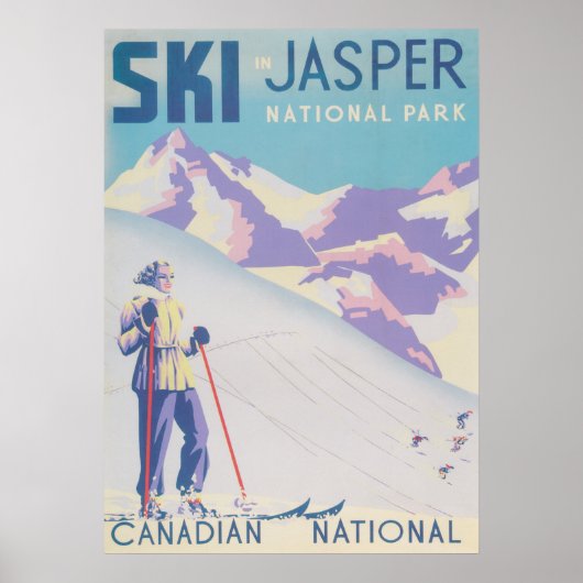 Ski Jasper Canada Retro Vintages Skiposter Poster (Vorne)