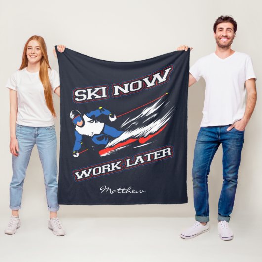 Ski jetzt arbeiten später Ski Fans neu Fleecedecke (Beispiel)