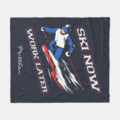 Ski jetzt arbeiten später Ski Fans neu Fleecedecke (Vorderseite (Horizontal))
