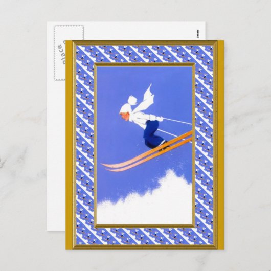 Ski jumper a feiertagspostkarte (Vorne/Hinten)