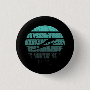Ski Jumper Ski Jumping Retro Button