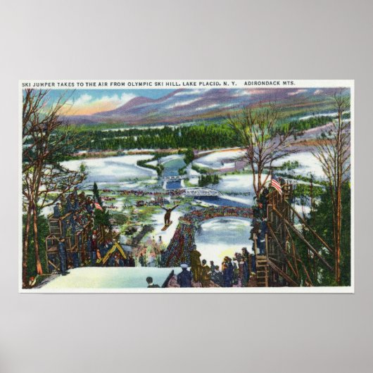 Ski Jumper startet vom olympischen Skiberg Poster (Vorne)