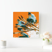 Ski Jumpers von Ski Weld Quadratische Wanduhr (Zuhause)