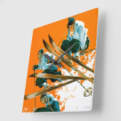 Ski Jumpers von Ski Weld Quadratische Wanduhr (Winkel)